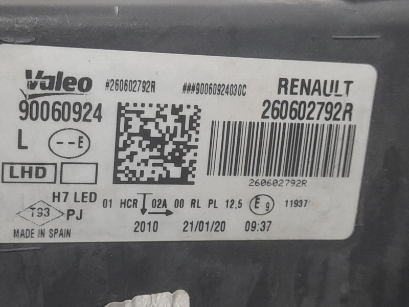Recambio de faro izquierdo para renault megane iv sport tourer (k9a/m/n_) 1.5 blue dci 115 (k9a6) referencia OEM IAM 260602792R 