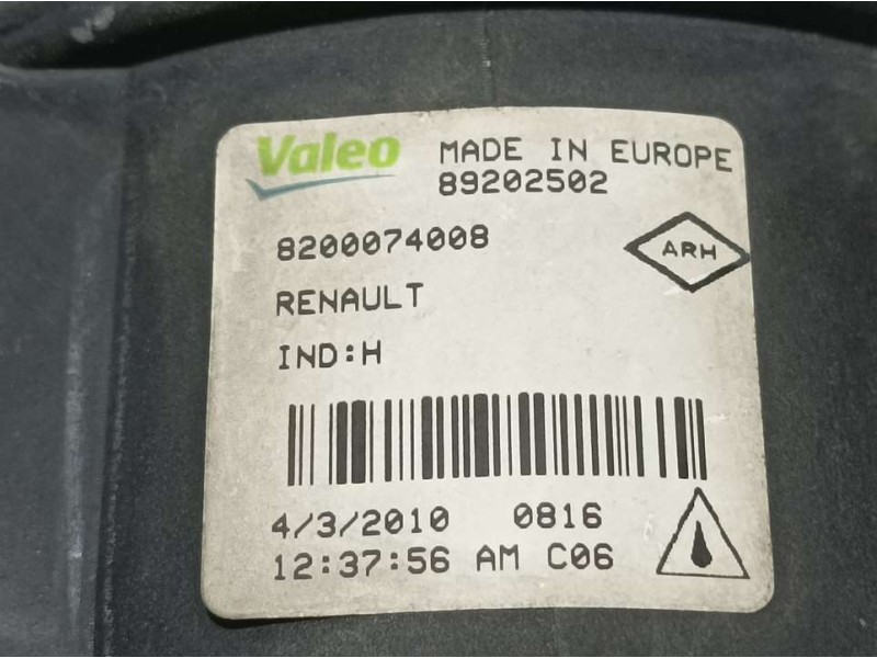Recambio de faro antiniebla izquierdo para renault laguna iii dynamique tomtom referencia OEM IAM 8200074008 89202502 VALEO