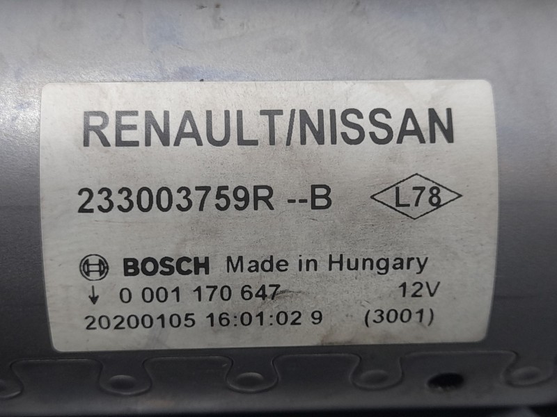 Recambio de motor arranque para renault megane iv sport tourer (k9a/m/n_) 1.5 blue dci 115 (k9a6) referencia OEM IAM 233003759R 
