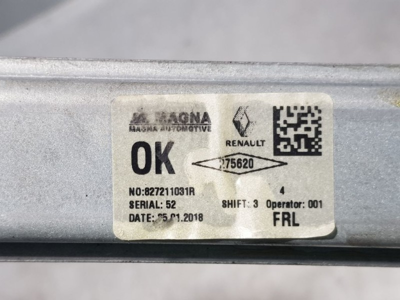 Recambio de elevalunas trasero izquierdo para dacia sandero stepway referencia OEM IAM 827211031R  MAGNA ELECTRICO 2 PINS