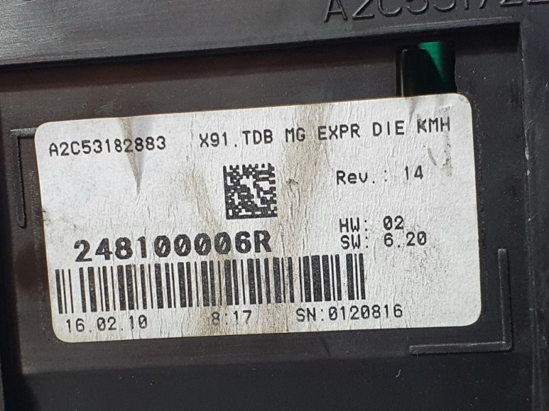Recambio de cuadro instrumentos para renault laguna iii dynamique referencia OEM IAM 248100006R A2C53182883 