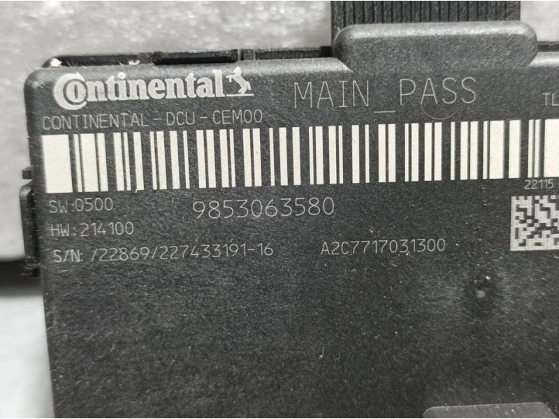 Recambio de modulo electronico para peugeot 308 active pack bluehdi 130 s&s referencia OEM IAM 9853063580 A2C7717031300 CONTINEN