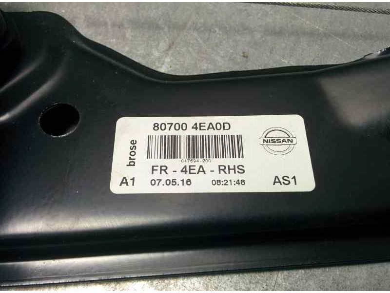 Recambio de elevalunas delantero derecho para nissan qashqai (j11) tekna referencia OEM IAM 807004EA0D 2 PINS ELECTRICO , BROSE