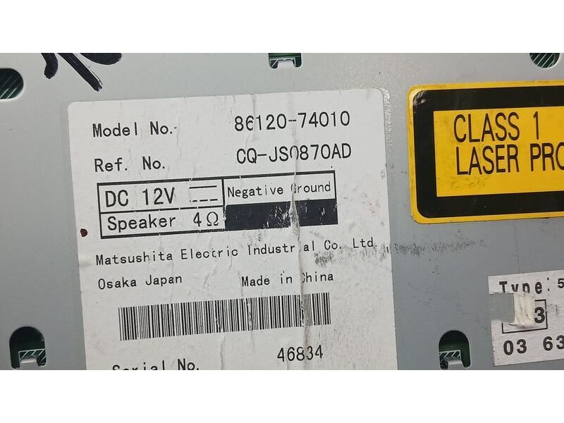 Recambio de sistema audio / radio cd para toyota iq 2 referencia OEM IAM 8612074010 MATSUSHITA CQJS0870AD