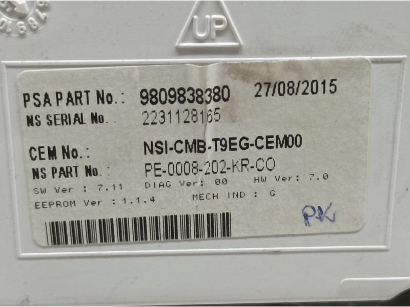 Recambio de cuadro instrumentos para peugeot 308 sw active referencia OEM IAM 9809838380  