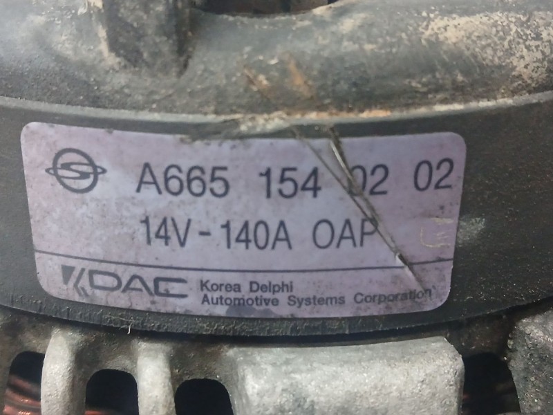 Recambio de alternador para ssangyong kyron 2.7 xdi 4x4 referencia OEM IAM A6651540202 DAC 