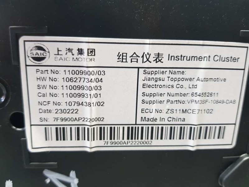 Recambio de cuadro instrumentos para mg zs 1.0 t-gdi referencia OEM IAM 1100990003 1079438102 DIGITAL
