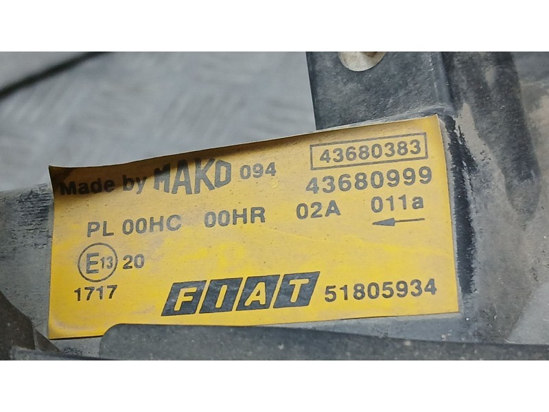 Recambio de faro derecho para fiat doblo monospace (119_, 223_) 1.9 jtd referencia OEM IAM 51805934 ROZADO 43680999