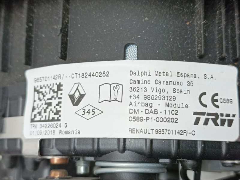 Recambio de kit airbag para dacia dokker ambiance referencia OEM IAM 985701142R  C/ PRETENSORES