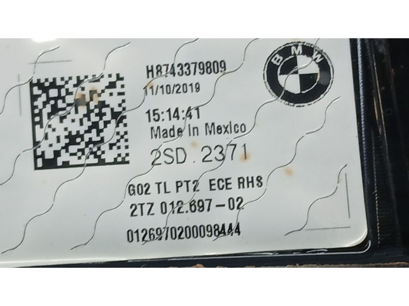 Recambio de piloto trasero derecho interior para bmw x4 (g02, f98) m40 i xdrive referencia OEM IAM 8743379809 ROZADO 