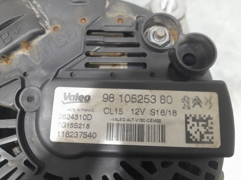 Recambio de alternador para peugeot 308 ii (lb_, lp_, lw_, lh_, l3_) 1.6 hdi 100 referencia OEM IAM 9810525380 2624310D VALEO