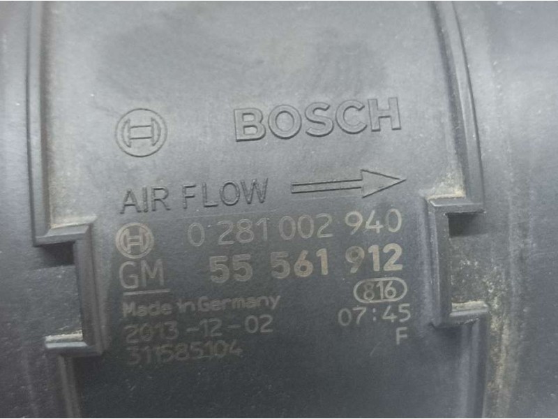 Recambio de caudalimetro para opel astra j lim. excellence referencia OEM IAM 55561912 0281002940 BOSCH