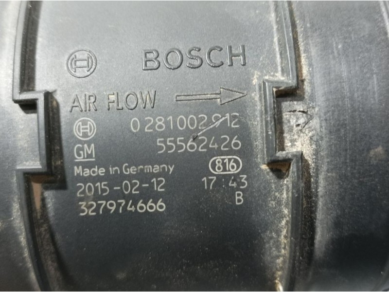Recambio de caudalimetro para opel insignia berlina excellence referencia OEM IAM 55562426 0281002912 BOSCH