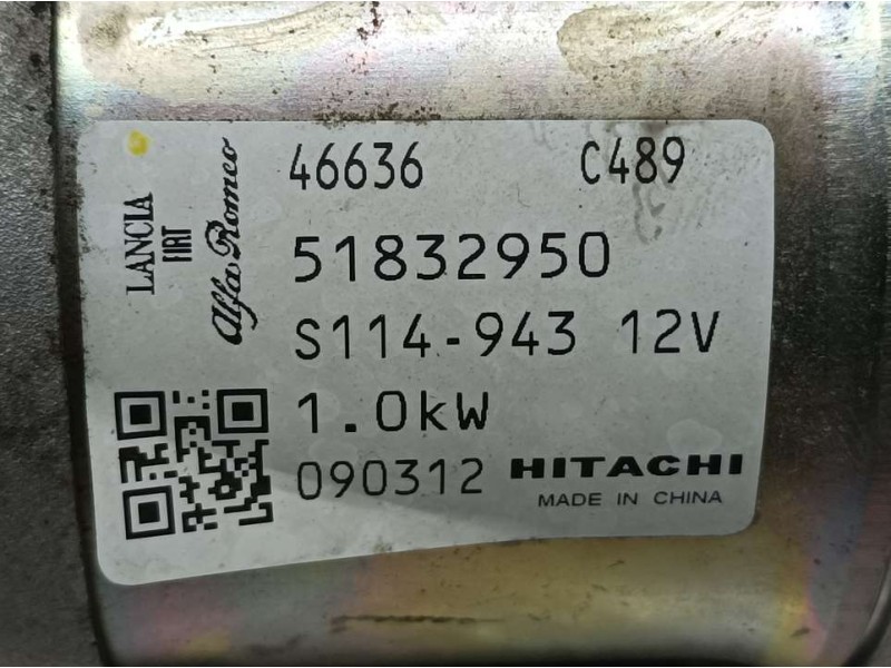 Recambio de motor arranque para alfa romeo mito (145) junior referencia OEM IAM 51832950 S114943 HITACHI