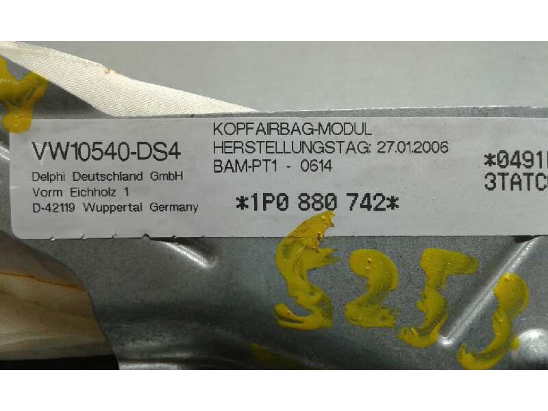 Recambio de airbag cortina delantero derecho para seat leon (1p1) 1.9 tdi referencia OEM IAM 1P0880742  