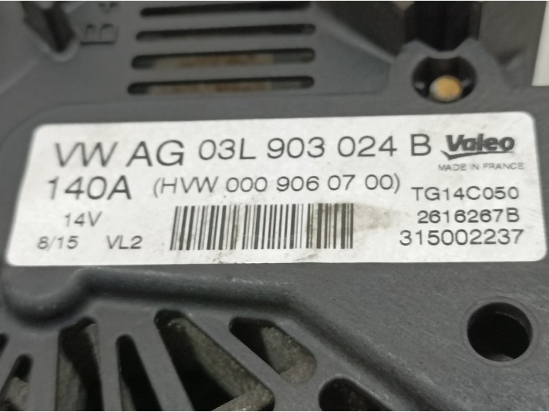 Recambio de alternador para volkswagen crafter caja cerrada caja cerrada 35, batalla mediana referencia OEM IAM 03L906024B 26162