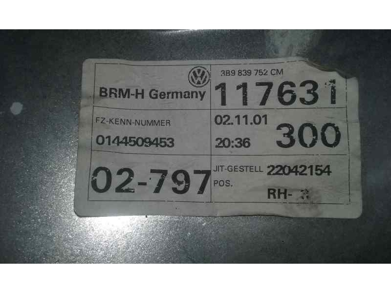 Recambio de elevalunas trasero derecho para volkswagen passat variant (3b6) advance referencia OEM IAM 3B9839752CM 18 PINS ELECT