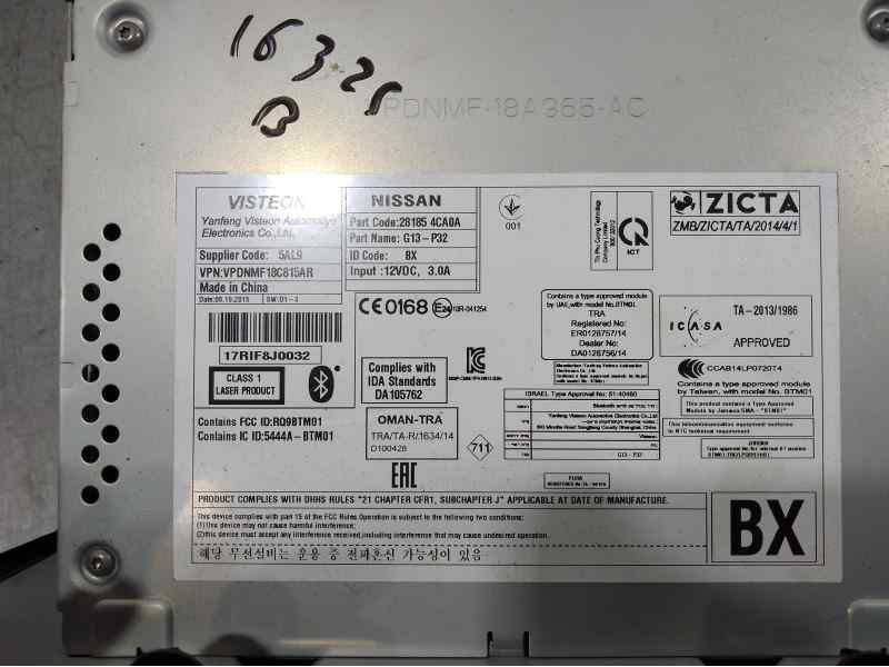 Recambio de sistema audio / radio cd para nissan qashqai (j11) acenta referencia OEM IAM 281854CA0A 28185HV01A 