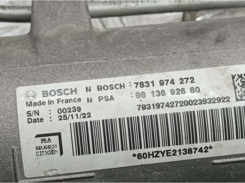 Recambio de cremallera direccion para toyota proace furgon referencia OEM IAM 9813692680 7831974272 ASISTIDA BOSCH