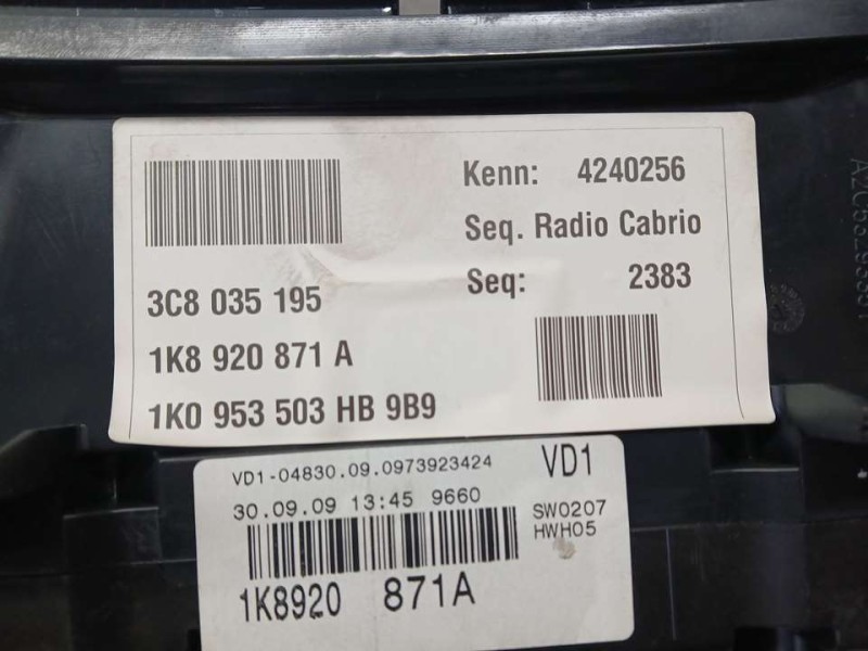 Recambio de cuadro instrumentos para volkswagen scirocco (137) 2.0 tdi (103kw) referencia OEM IAM 1K8920871A 3C8035195 2 PATAS R