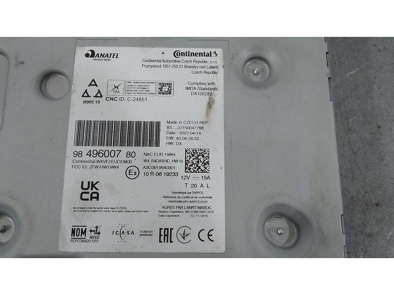 Recambio de sistema audio / radio para citroën c4 1.2 12v e-thp pure tech referencia OEM IAM 9849600780  Continental