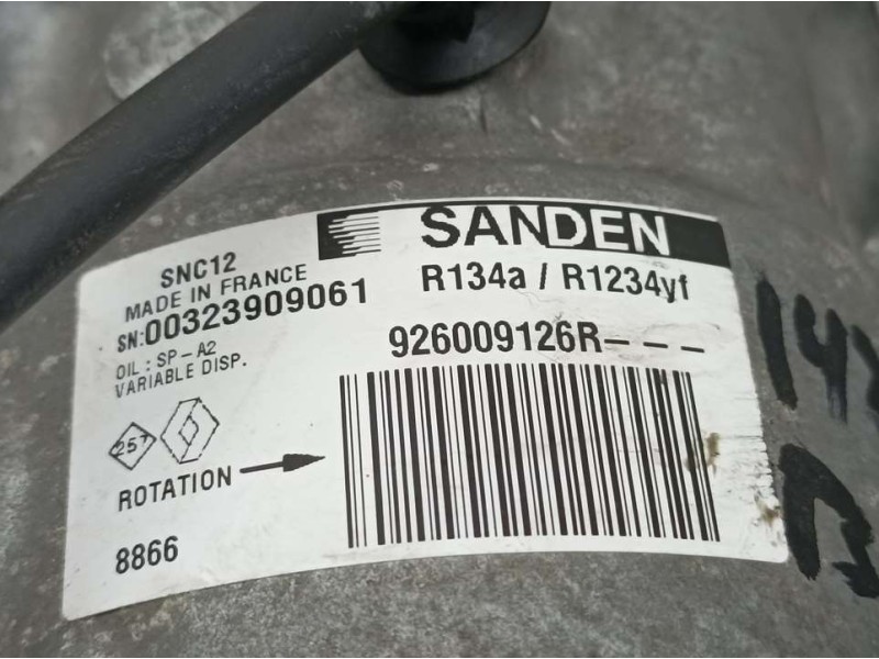 Recambio de compresor aire acondicionado para renault clio v business referencia OEM IAM 926009126R SNC12 SANDEN