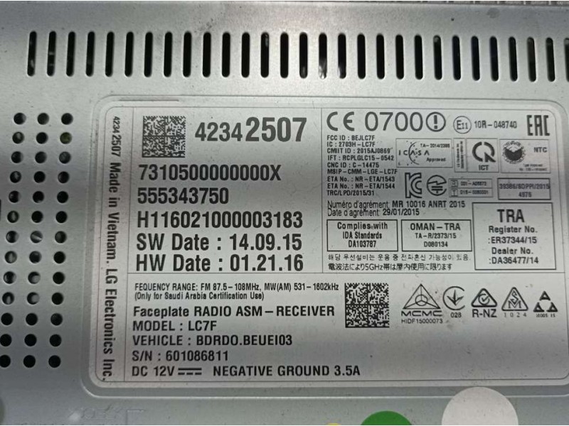 Recambio de sistema navegacion gps para opel corsa e selective referencia OEM IAM 42342507 555343750 LG