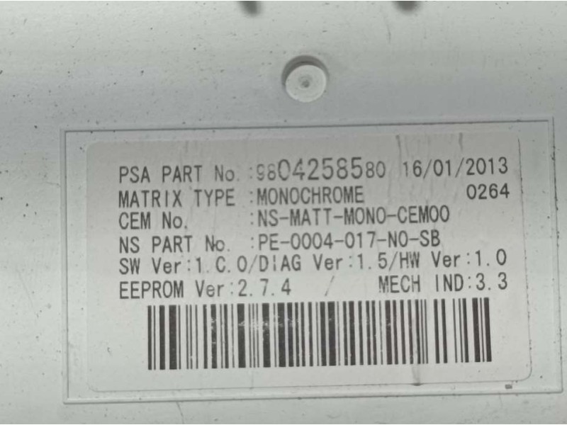 Recambio de cuadro instrumentos para peugeot 3008 hybrid4 referencia OEM IAM 9804264380 63989150U 