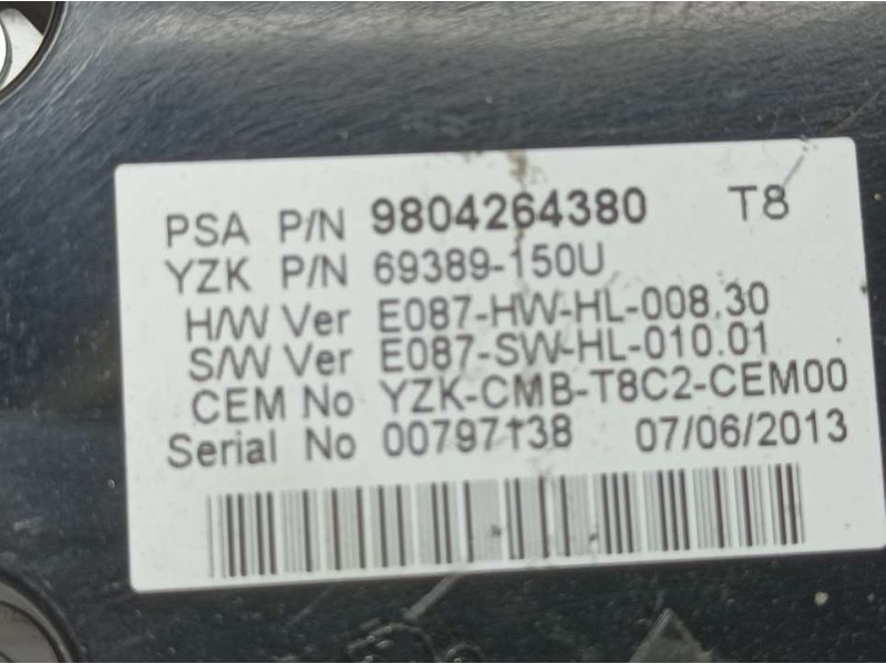 Recambio de cuadro instrumentos para peugeot 3008 hybrid4 referencia OEM IAM 9804264380 63989150U 