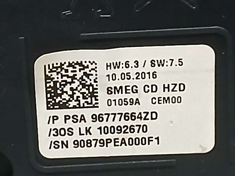 Recambio de mando multifuncion para peugeot 308 style referencia OEM IAM 96777664ZD 10092670 MANDO RADIO WARNING RECIRCULACION A