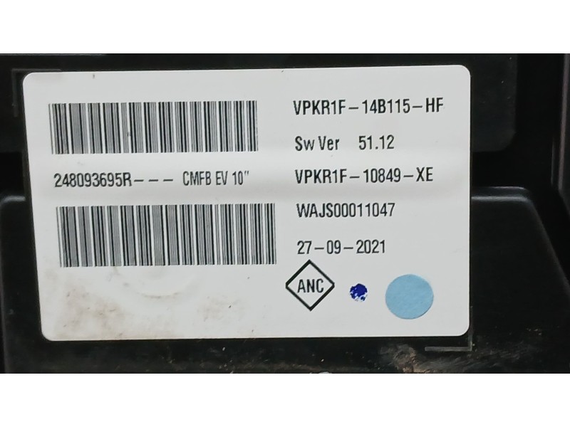 Recambio de cuadro instrumentos para renault zoe ze 0 referencia OEM IAM 248093695R  