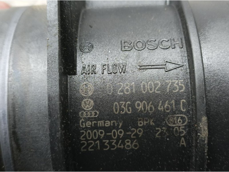 Recambio de caudalimetro para volkswagen scirocco (137) 2.0 tdi (103kw) referencia OEM IAM 03G906461C 0281002735 BOSCH