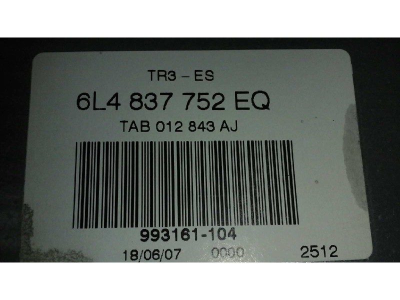 Recambio de elevalunas delantero derecho para seat ibiza (6l1) 1.4 16v referencia OEM IAM 6L4837752EQ 6 Y 8 PINS 976450104