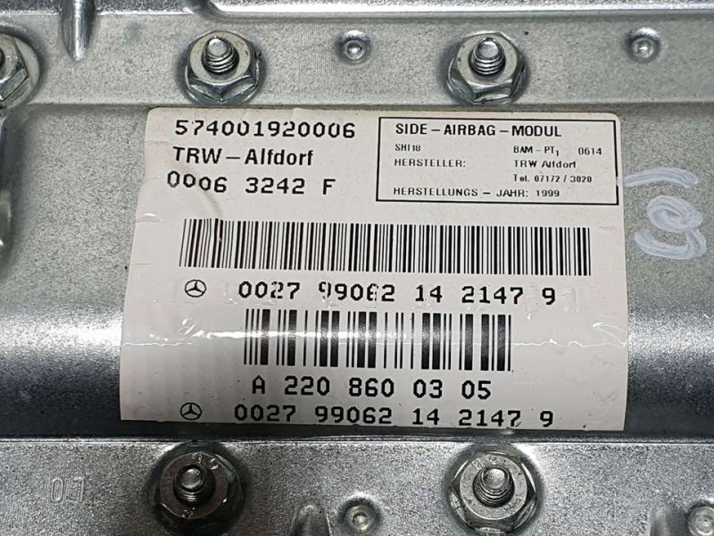 Recambio de airbag lateral delantero izquierdo para mercedes-benz clase s (w220) berlina 500 (220.075) referencia OEM IAM A22086