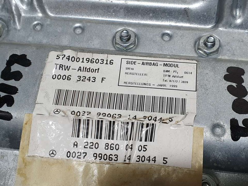 Recambio de airbag lateral trasero derecho para mercedes-benz clase s (w220) berlina 500 (220.075) referencia OEM IAM A220860405