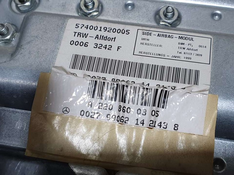 Recambio de airbag lateral trasero izquierdo para mercedes-benz clase s (w220) berlina 500 (220.075) referencia OEM IAM A2208600