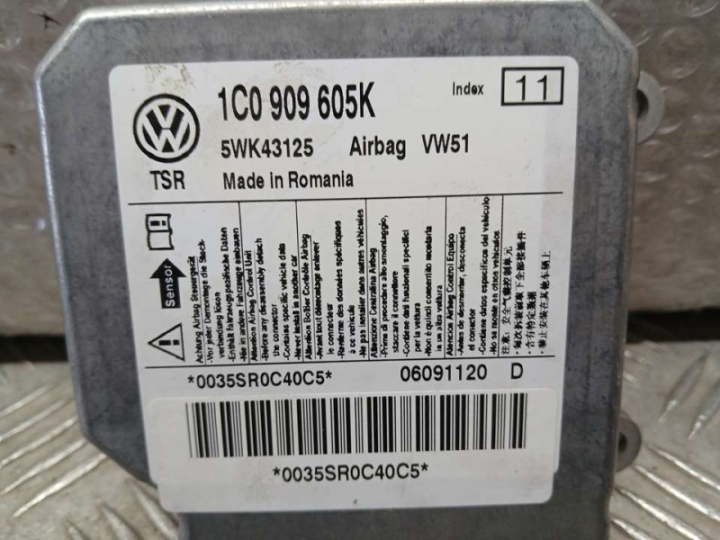 Recambio de centralita airbag para volkswagen polo (9n3) 1.4 16v referencia OEM IAM 1C0909605K 5WK43125 