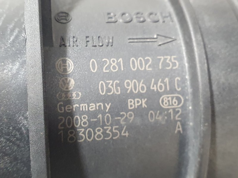 Recambio de caudalimetro para volkswagen golf vi (5k1) advance referencia OEM IAM 03G906461C 0281002735 BOSCH