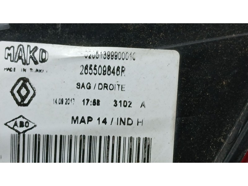 Recambio de piloto trasero derecho exterior para renault clio iv (bh_) 1.5 dci 75 referencia OEM IAM 265509846R  