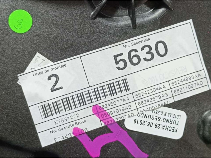 Recambio de elevalunas delantero izquierdo para jeep compass ii limited 4x2 referencia OEM IAM 68245077AA 68245077AA ELECTRICO