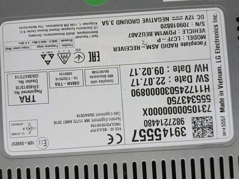 Recambio de sistema navegacion gps para opel crossland x excellence referencia OEM IAM 39145557 9827214480 ROZADO RULETA