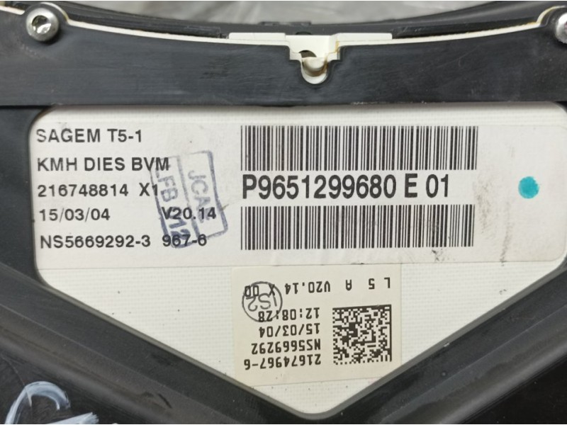 Recambio de cuadro instrumentos para peugeot 307 break / sw (s1) sw pack referencia OEM IAM 9651299680 216748814 SAGEM