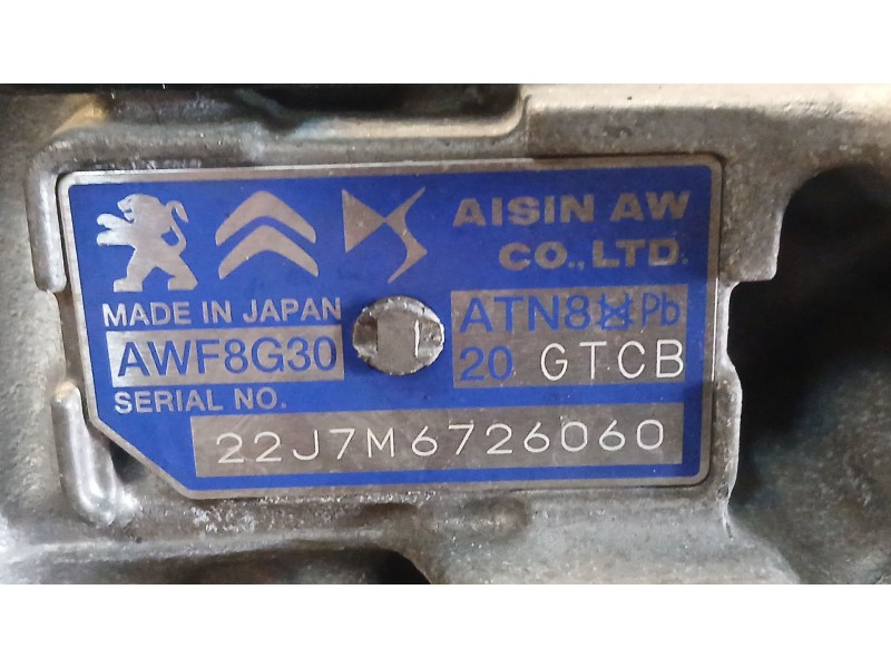 Recambio de caja cambios para peugeot 3008 ii suv (mc_, mr_, mj_, m4_) 1.5 bluehdi 130 referencia OEM IAM 20GTCB AUTOMATICO 22J7