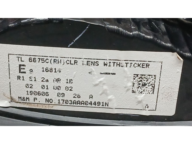 Recambio de piloto trasero derecho para mahindra kuv 100 nxt 1.2 vvt referencia OEM IAM 1703AAA04491N  6675C