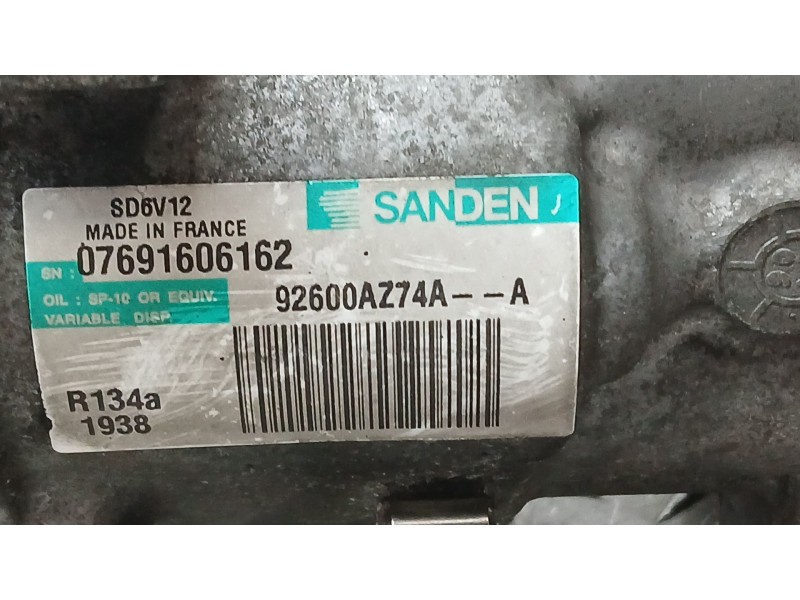Recambio de compresor aire acondicionado para nissan nv200 furgoneta 1.5 dci 85 (m20, m20m) referencia OEM IAM 92600AZ74A SANDEN