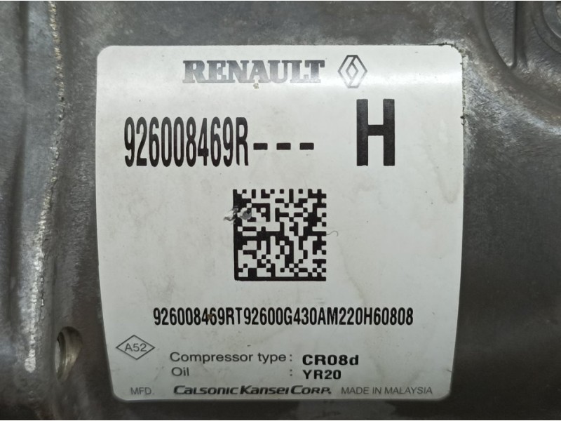 Recambio de compresor aire acondicionado para dacia sandero stepway referencia OEM IAM 926008469R  CALSONIC KANSEI