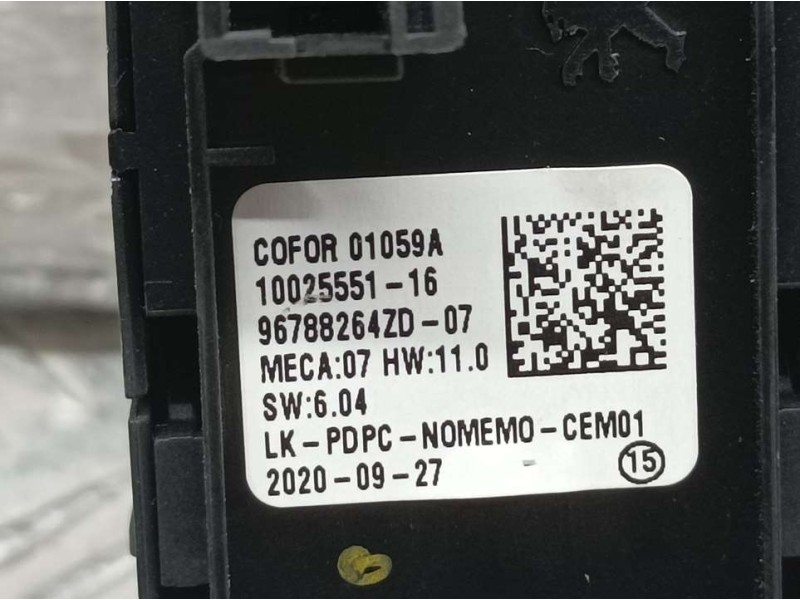 Recambio de mando elevalunas delantero izquierdo para citroën c3 aircross bluehdi 110 s&s eat6 shine referencia OEM IAM 96788264