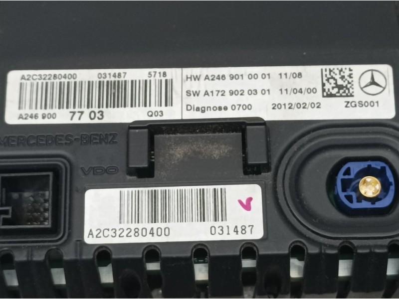Recambio de sistema navegacion gps para mercedes-benz clase b (w246) b 180 cdi be (246.200) referencia OEM IAM A2469010001 A2C32