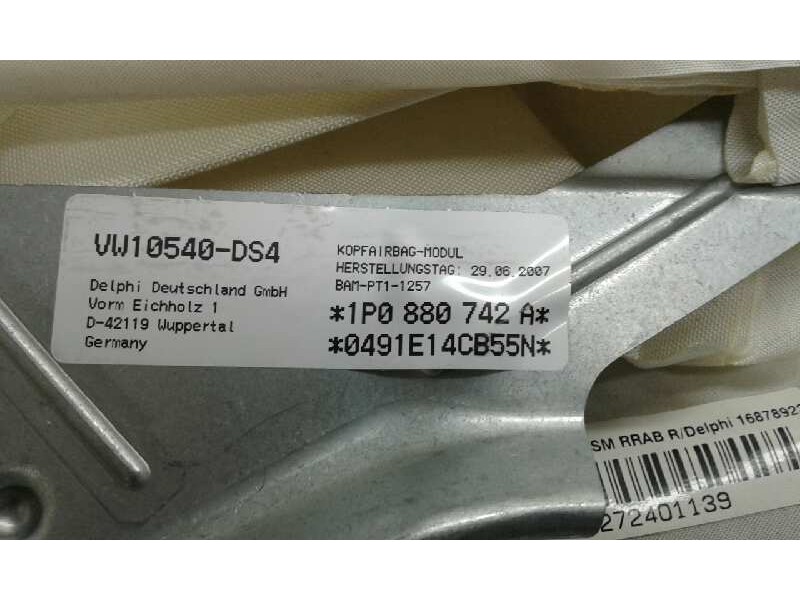 Recambio de airbag cortina delantero derecho para seat leon (1p1) 1.9 tdi referencia OEM IAM 1P0880742A  