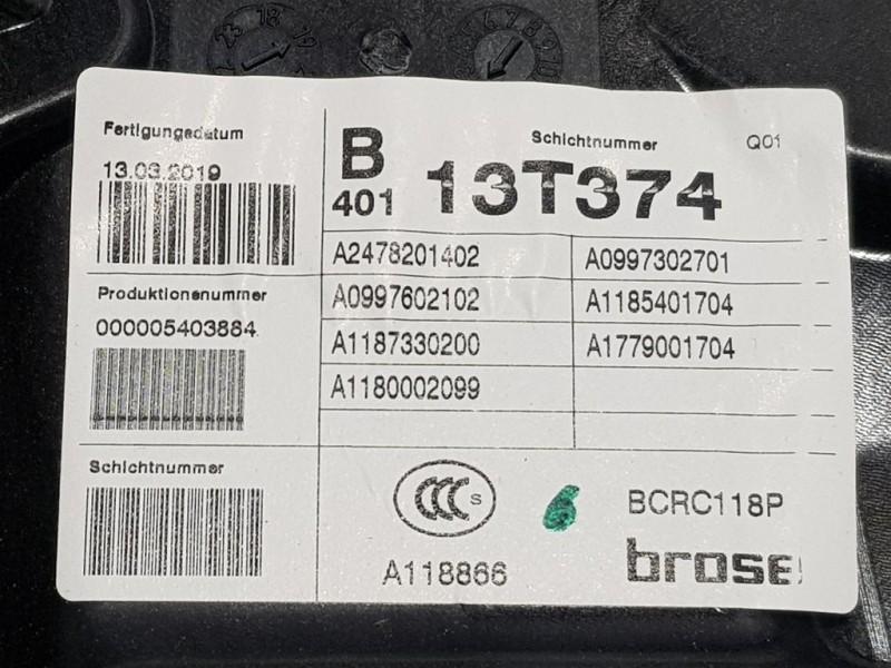 Recambio de elevalunas trasero izquierdo para mercedes-benz clase cla (bm 118) shooting brake cla 200 (118.687) referencia OEM I